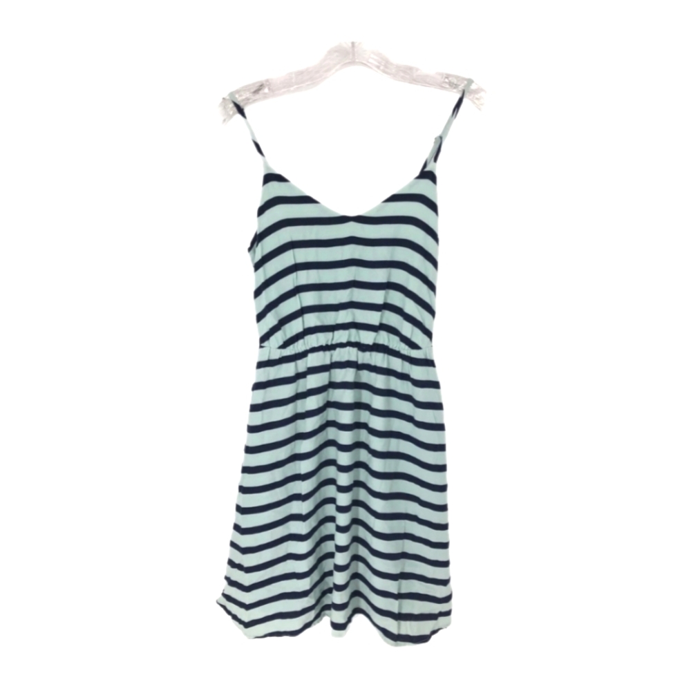 Lauren Conrad Blue Striped Sleeveless Smocked Back Lined Mini Dress